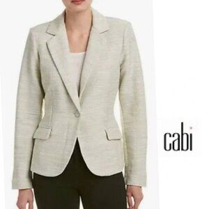 CAbi One Fine Day Lemon Zest Tweed Bouclé Blazer Jacket Size 8 #713